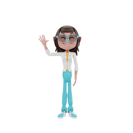 Mulher acenando com a mão e dizendo olá  3D Icon
