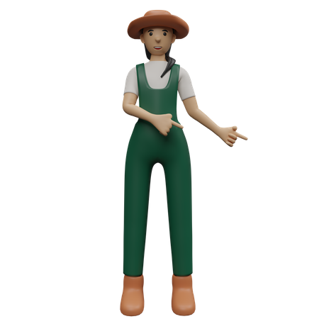 Agricultora mostrando os dedos  3D Illustration
