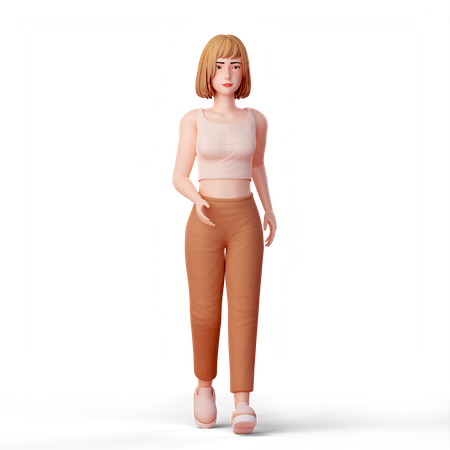 Mulher andando com confiança  3D Illustration