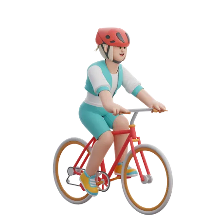 Mulher andando de bicicleta  3D Illustration