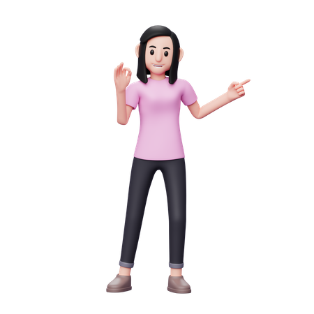 Mulher apontando algo para o lado direito  3D Icon