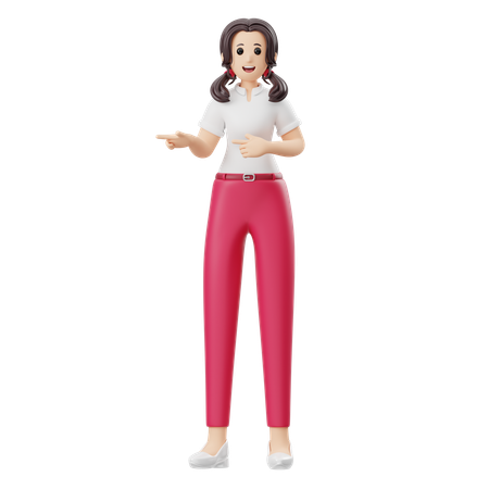 Mulher Apontando Para O Lado Direito  3D Icon