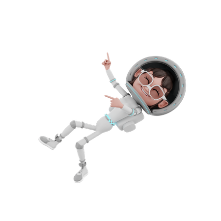 Astronauta feminina voando no espaço  3D Illustration