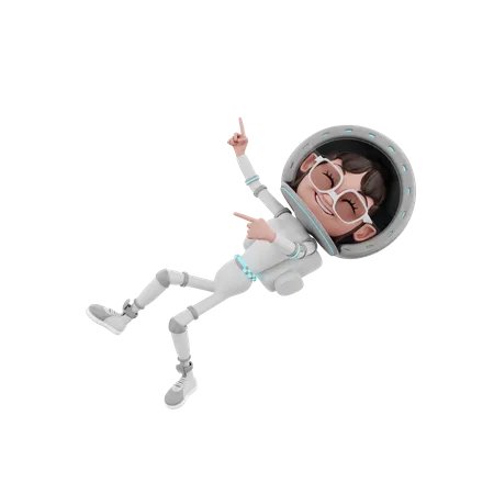 Astronauta feminina voando no espaço  3D Illustration