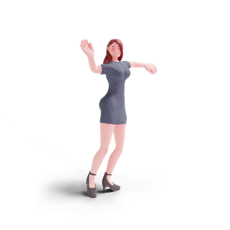 Mulher bonita dando pose de dança  3D Illustration