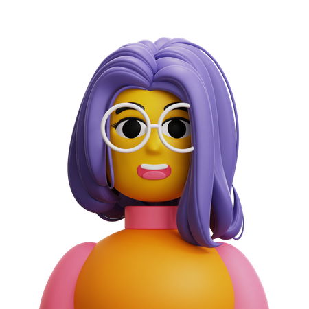 Cabelo comprido de mulher com óculos  3D Icon