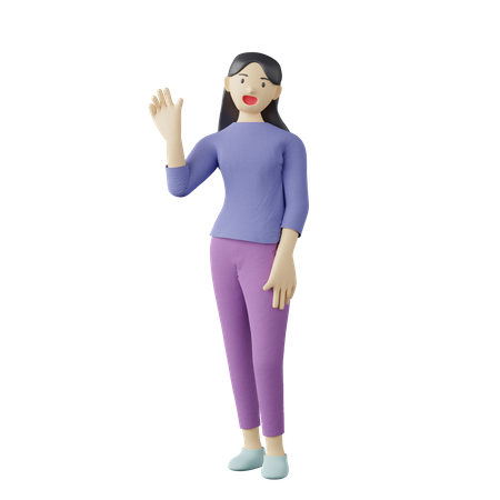 Mulher casual diga olá  3D Icon