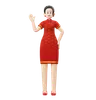 Mulher chinesa está acenando com a mão