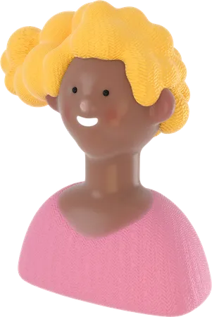 Mulher com cabelo cacheado amarelo  3D Illustration