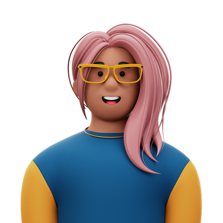 Mulher com cabelo rosa  3D Icon