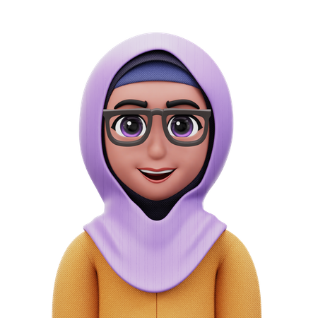 Mulher com hijab e óculos  3D Icon