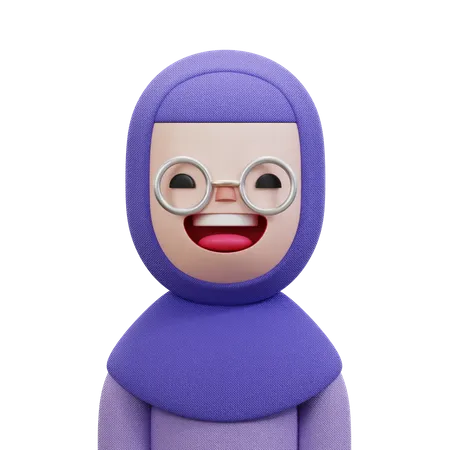 Mulher com hijab roxo  3D Icon