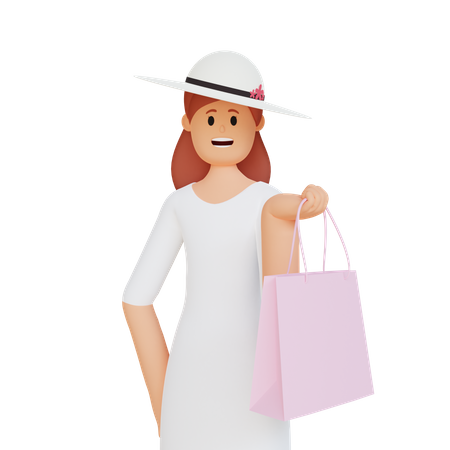 Mulher com sacola de compras  3D Illustration
