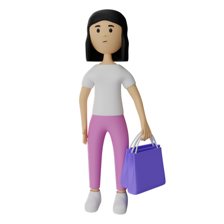 Mulher Compras  3D Illustration