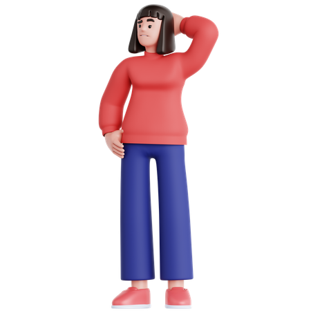 Mulher confusa  3D Illustration