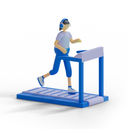 Mulher correndo na esteira  3D Illustration