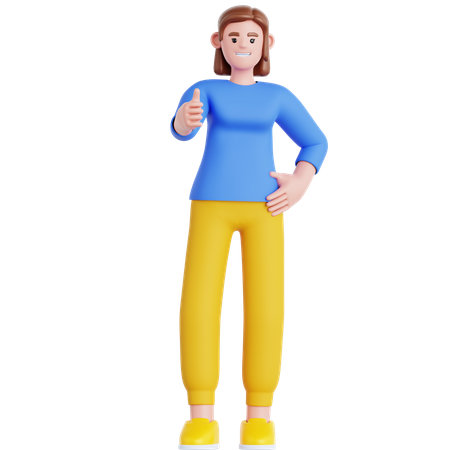 Mulher dando sinal de positivo  3D Illustration