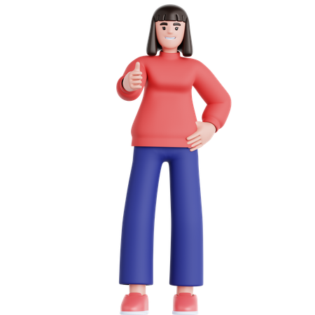 Mulher dando sinal de positivo  3D Illustration