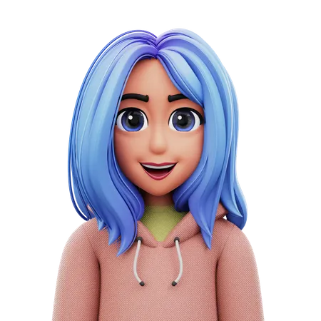 Mulher de cabelo comprido  3D Icon