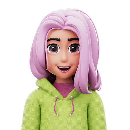 Mulher de cabelo comprido  3D Icon