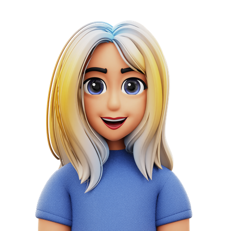 Mulher de cabelo comprido  3D Icon