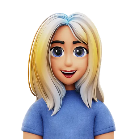 Mulher de cabelo comprido  3D Icon