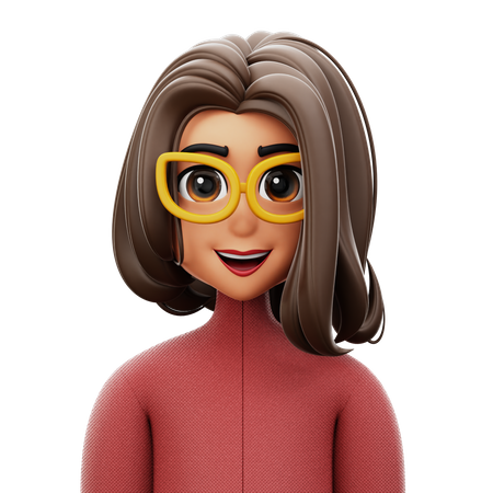 Mulher de cabelo comprido com óculos  3D Icon