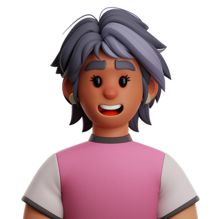 Mulher de cabelo curto  3D Icon