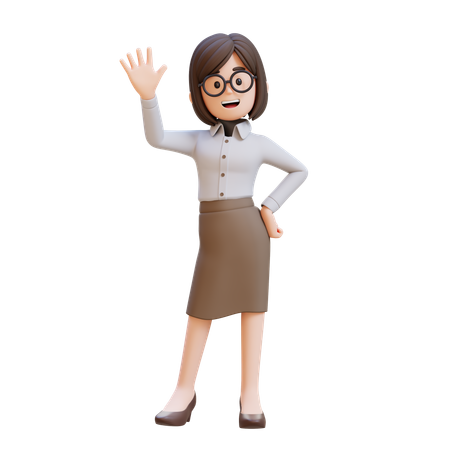 Mulher de negócios acenando e dizendo olá  3D Icon