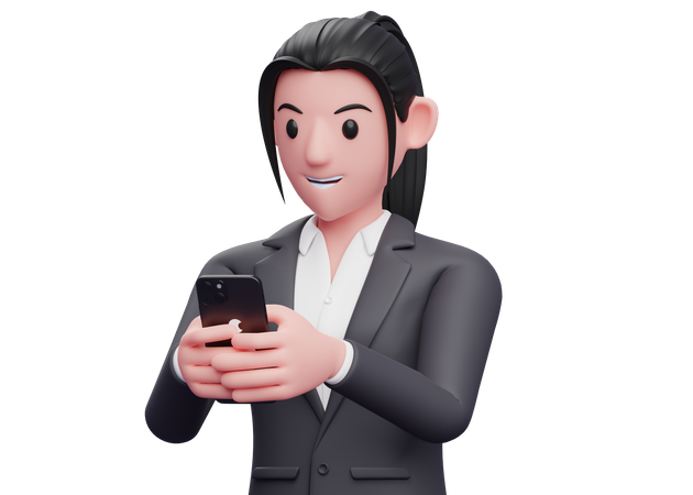 Mulher de negócios conversando em smartphone  3D Icon
