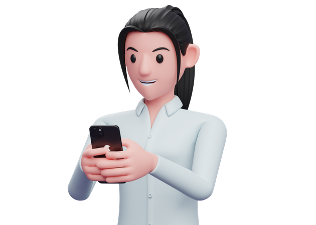 Mulher de negócios conversando em smartphone  3D Illustration