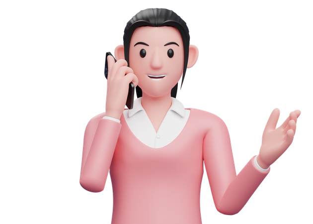 Mulher de negócios conversando por telefone  3D Icon