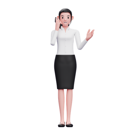 Mulher de negócios falando no smartphone  3D Illustration