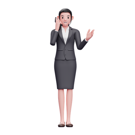 Mulher de negócios falando no smartphone  3D Illustration