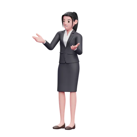 Mulher De Negocios Falando Pose Renderizacao 3 D Ilustracao De Personagem De Mulher De Negocios 3D Illustration