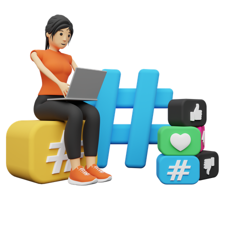 Mulher de negócios fazendo publicidade na mídia  3D Icon