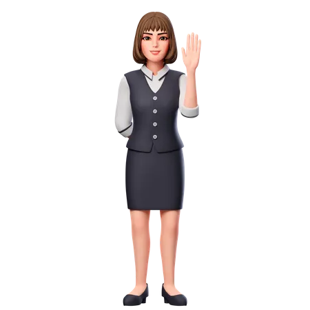 Mulher de negócios mostrando a mão direita levantada  3D Illustration
