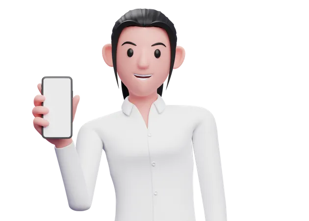 Mulher de negócios mostrando a tela do telefone  3D Illustration