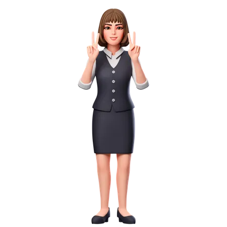 Mulher de negócios mostrando gesto de mão de pêssego usando as duas mãos  3D Illustration