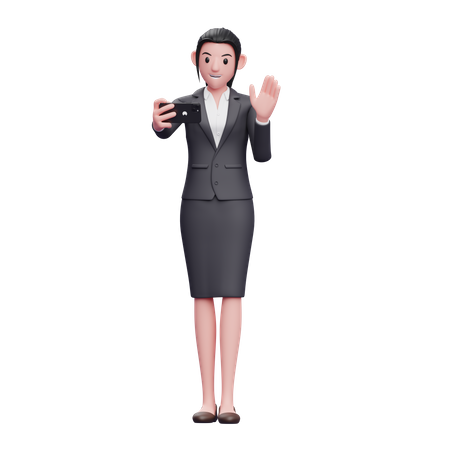 Mulher de negócios participando de videochamada  3D Icon