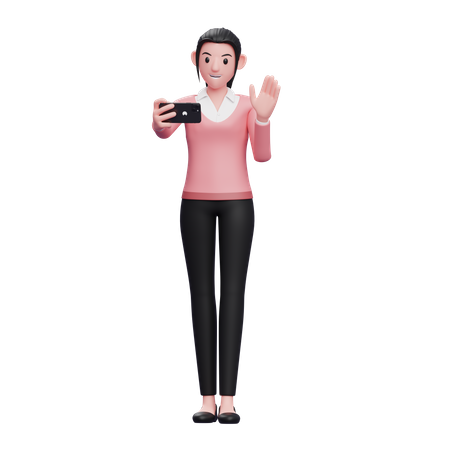 Mulher de negócios participando de videochamada  3D Icon
