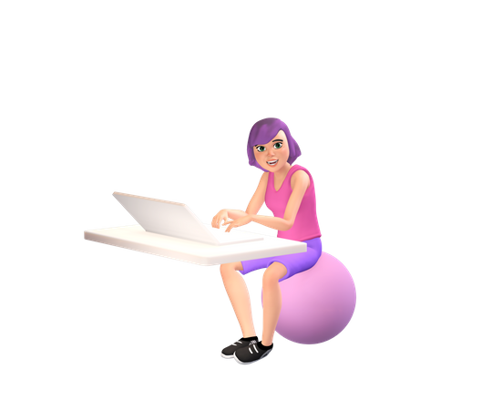 Mulher de negócios trabalhando no laptop  3D Illustration