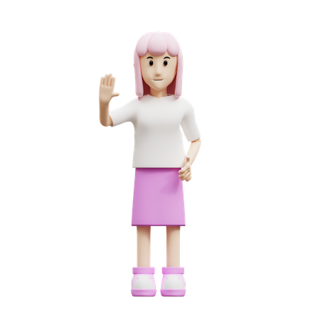 Mulher diga oi  3D Illustration