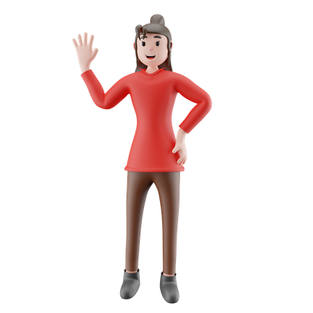 Mulher diga olá  3D Icon