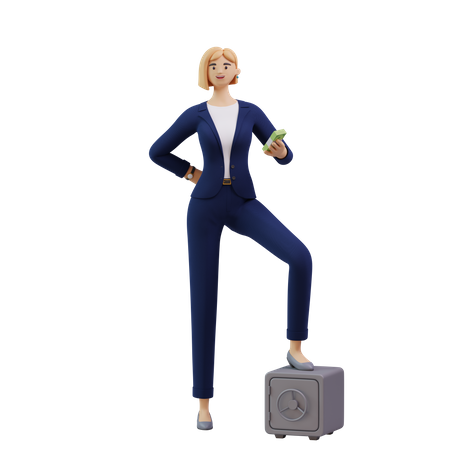 Mulher de negócios digitando mensagem no smartphone  3D Illustration