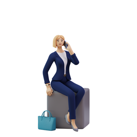 Empresária feminina falando de plantão  3D Illustration