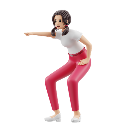 Mulher está apontando o dedo  3D Icon