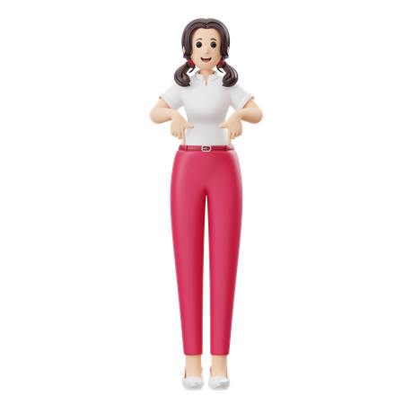 Mulher está apontando para baixo  3D Icon
