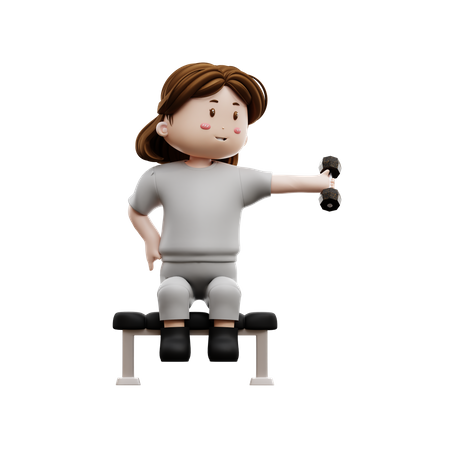 Exercícios de treino para mulheres com halteres  3D Illustration
