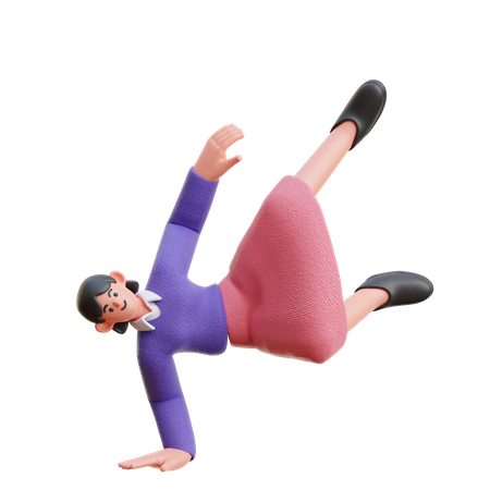 Mulher fazendo breakdance  3D Illustration